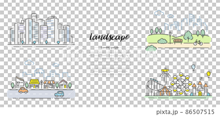 Vector illustration material: Various landscapes, sets Vector illustration material: Various landscapes, sets 86507515