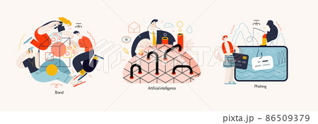 Technology Memphis illustration. Creative landing web page illustration 86509379