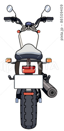後ろから見たバイクのイラスト【二輪・オートバイ・背面】 86509409