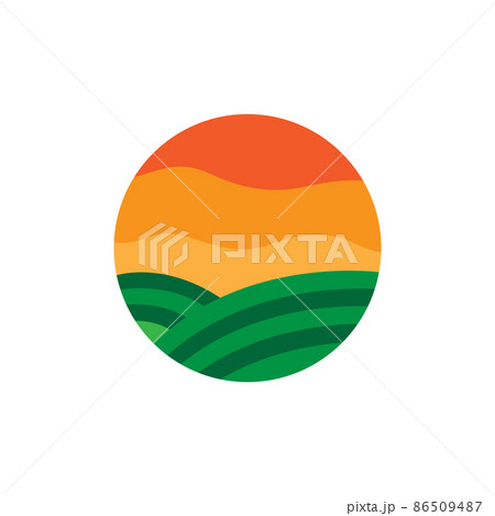 agriculture field with sunset abstract logo design, vector graphic symbol icon illustration creative idea agriculture field with sunset abstract logo design, vector graphic symbol icon illustration creative idea 86509487