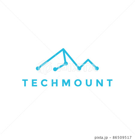line dot tech mountain logo design, vector graphic symbol icon illustration creative idea 86509517