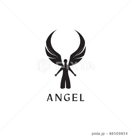 silhouette young man with wings angel logo design, vector graphic symbol icon illustration creative idea 86509854