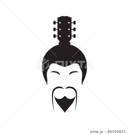 face man japan culture with guitar logo design, vector graphic symbol icon illustration creative idea 86509855
