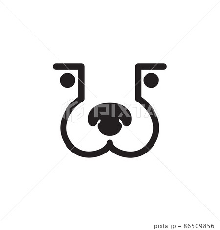 line face dog with bone shape logo design, vector graphic symbol icon illustration creative idea 86509856
