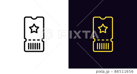 Outline ticket icon, with editable stroke. Gift ticket sign with star, pass pictogram 86511656