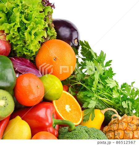 Vegetable and fruit isolated on a white background. 86512567