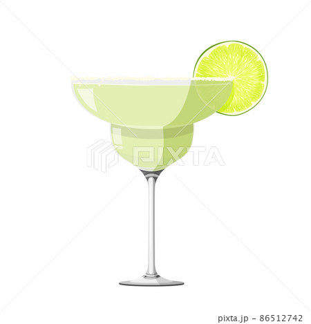 Margarita cocktail with slice of lime realistic vector illustration. Isolated on white background. Margarita cocktail with slice of lime realistic vector illustration. Isolated on white background. 86512742