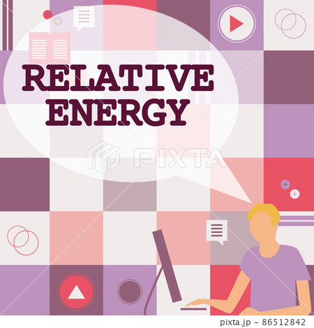 Writing displaying text Relative Energy. Concept meaning quantitative property that must be transferred to an object Businessman Innovative Thinking Leading Ideas Towards Stable Future. 86512842