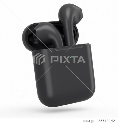 Wireless bluetooth headphones in black case isolated on white background 86513142