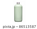 Green bottle with metal aluminum cap isolated on white background. Cosmetic bottle with dispenser liquid container for gel, lotion, bath foam 3d illustration realistic mockup. Sanitizer pump. 86513587