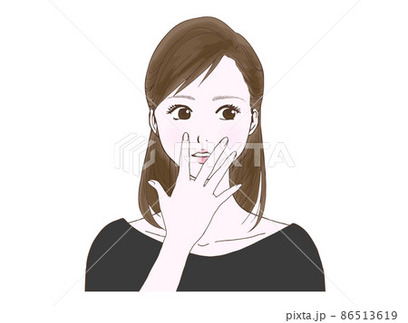 驚いた顔のセミロングの女性④(横目) 86513619