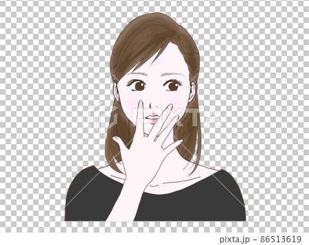 驚いた顔のセミロングの女性④(横目) 86513619