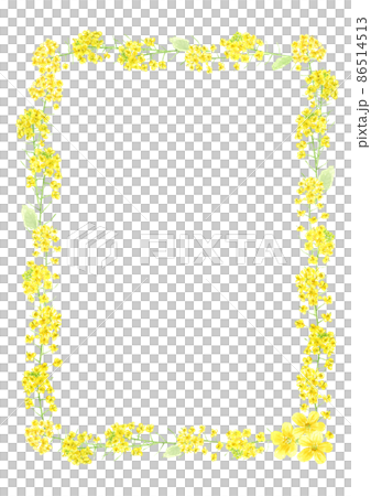 Rape blossom decoration frame drawn in watercolor, square frame, A4 size, vertically long 86514513