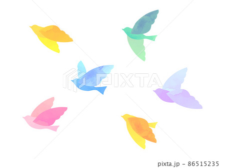 羽ばたく鳥の水彩イラスト 羽ばたく鳥の水彩イラスト 86515235