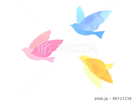 羽ばたく鳥の水彩イラストのイラスト素材