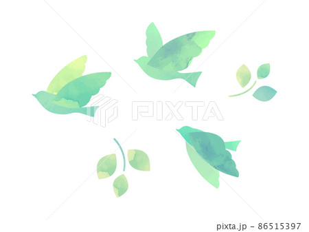 羽ばたく鳥の水彩イラスト 86515397