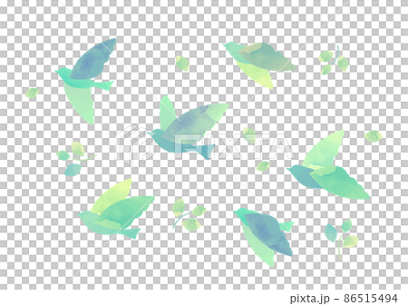 Watercolor illustration of a flapping bird 86515494