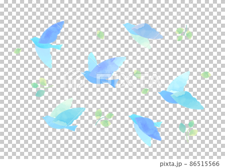 羽ばたく鳥の水彩イラスト 86515566