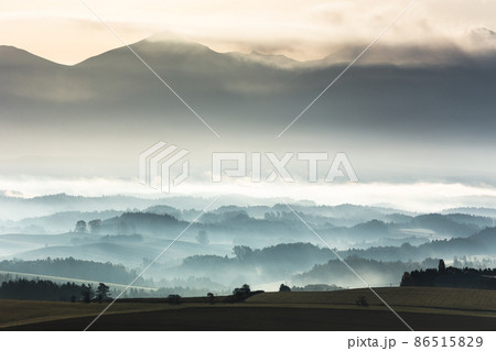 10月の北海道、夜明けの美瑛・日本 86515829