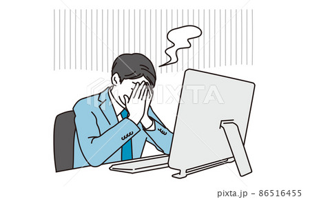 失敗をして悩むアジア人ビジネスマン 失敗をして悩むアジア人ビジネスマン 86516455