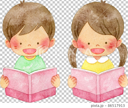 孩子們讀一本書的插圖 孩子們讀一本書的插圖 86517913