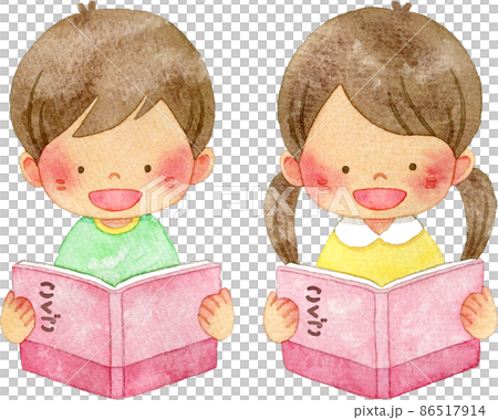 兒童大聲朗讀日語課本的插圖 兒童大聲朗讀日語課本的插圖 86517914