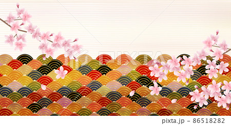 桜 波 和柄 背景 桜 波 和柄 背景 86518282