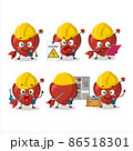 Professional Lineman cupid love arrow cartoon character with tools 86518301