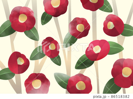 椿のイラスト壁紙 背景素材のイラスト素材 8651