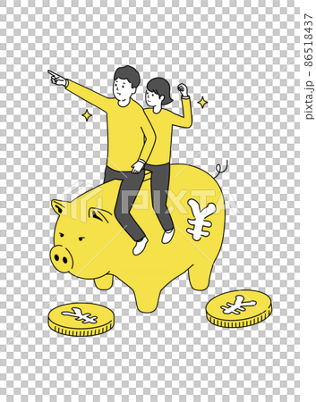 Image illustration of a young couple saving money, vector 86518437