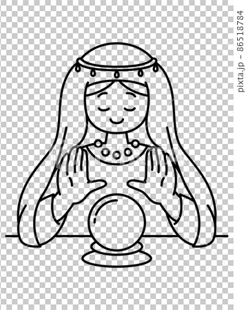 Fortune-teller / Crystal / Line drawing 86518784
