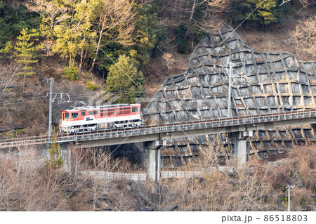 【静岡県】　大井川鉄道　アプト式列車　長島ダム周辺 86518803