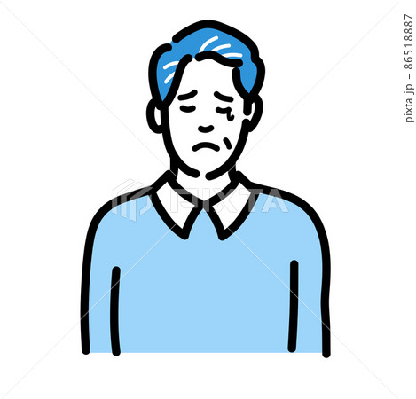 悲しそうに涙を流している中年男性 86518887