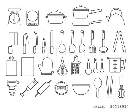 調理器具の線画素材セット 86518934