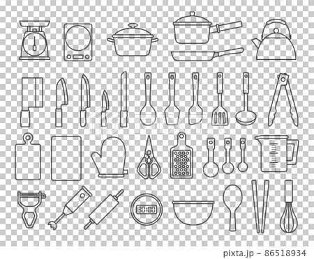 調理器具の線画素材セット 86518934