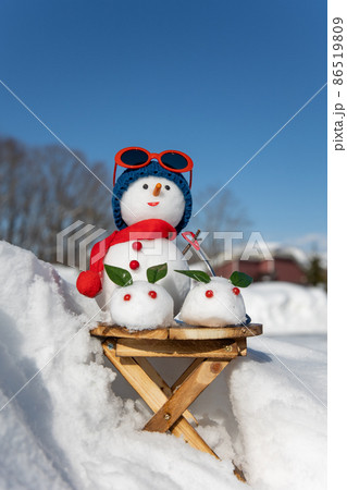 雪うさぎと雪だるま 86519809