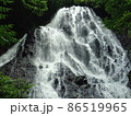 鳥海山から南側にある下黒川の不動の滝。水量が多く末広がりの形の滝で、高さは25mとも 86519965