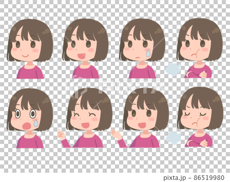 Female facial expression icon set Female facial expression icon set 86519980