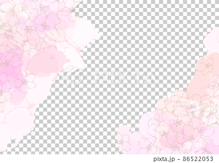 桜の線画とアルコールインクの背景用素材 86522053