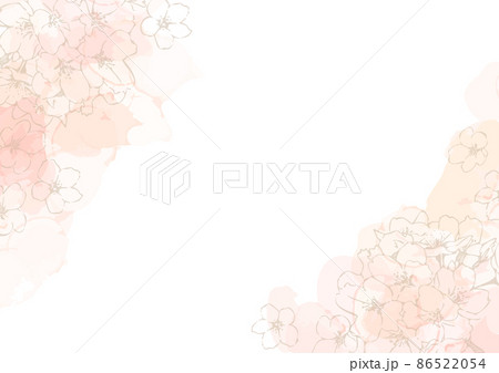 桜の線画とアルコールインクの背景用素材 86522054