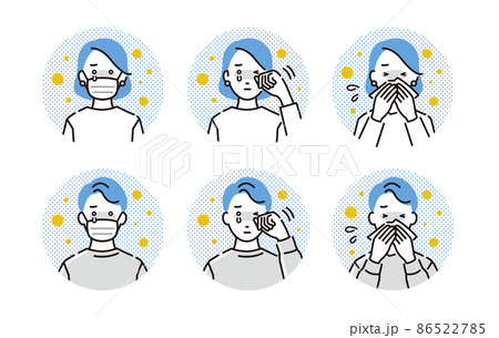 人物 花粉症の男女アイコンセット 86522785
