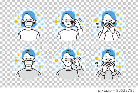 人物 花粉症の男女アイコンセット 86522785