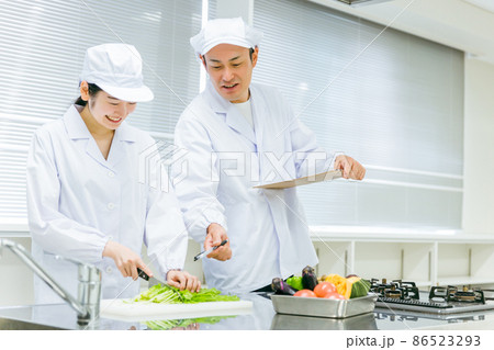 食品工場で働く男女の調理員(分析・検査) 食品工場で働く男女の調理員(分析・検査) 86523293