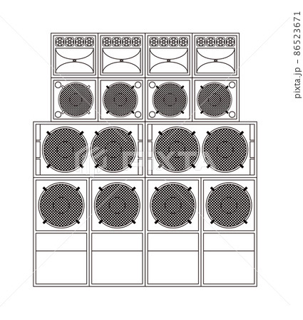 スピーカーが並んだレゲエサウンドシステムのイラスト素材 [86523671
