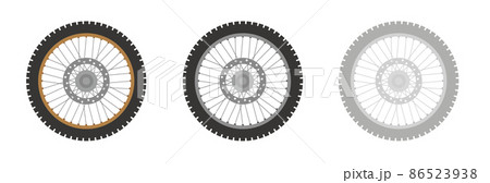 オフロードバイクのタイヤのイラストセットのイラスト素材