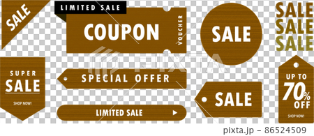 Vector flat design material set for wood grain sales and coupons that can be used on websites Vector flat design material set for wood grain sales and coupons that can be used on websites 86524509