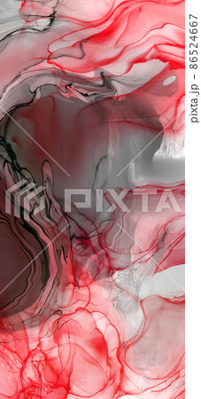 Black red ink brush stroke on white background. 86524667