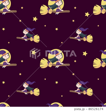 Vector seamless pattern with cute little Halloween witch 86526174