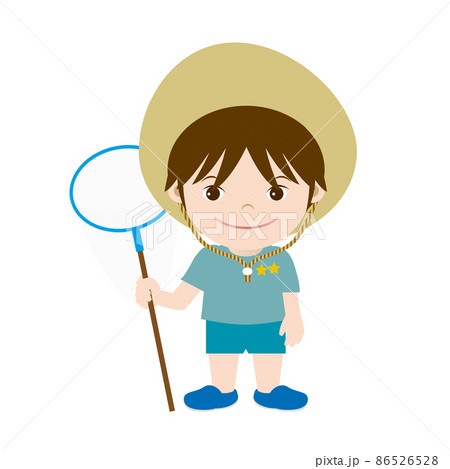 虫取り網を持った男の子のイラスト 虫取り網を持った男の子のイラスト 86526528