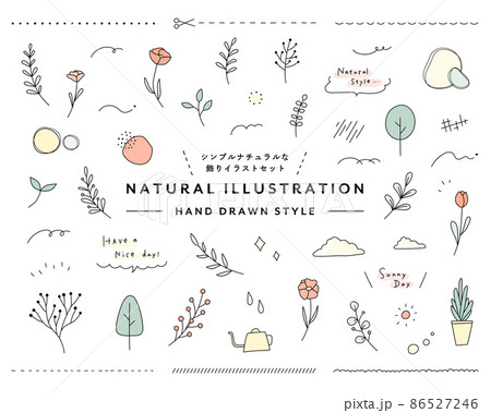 A Set Of Simple Natural Plant Decoration Stock Illustration
